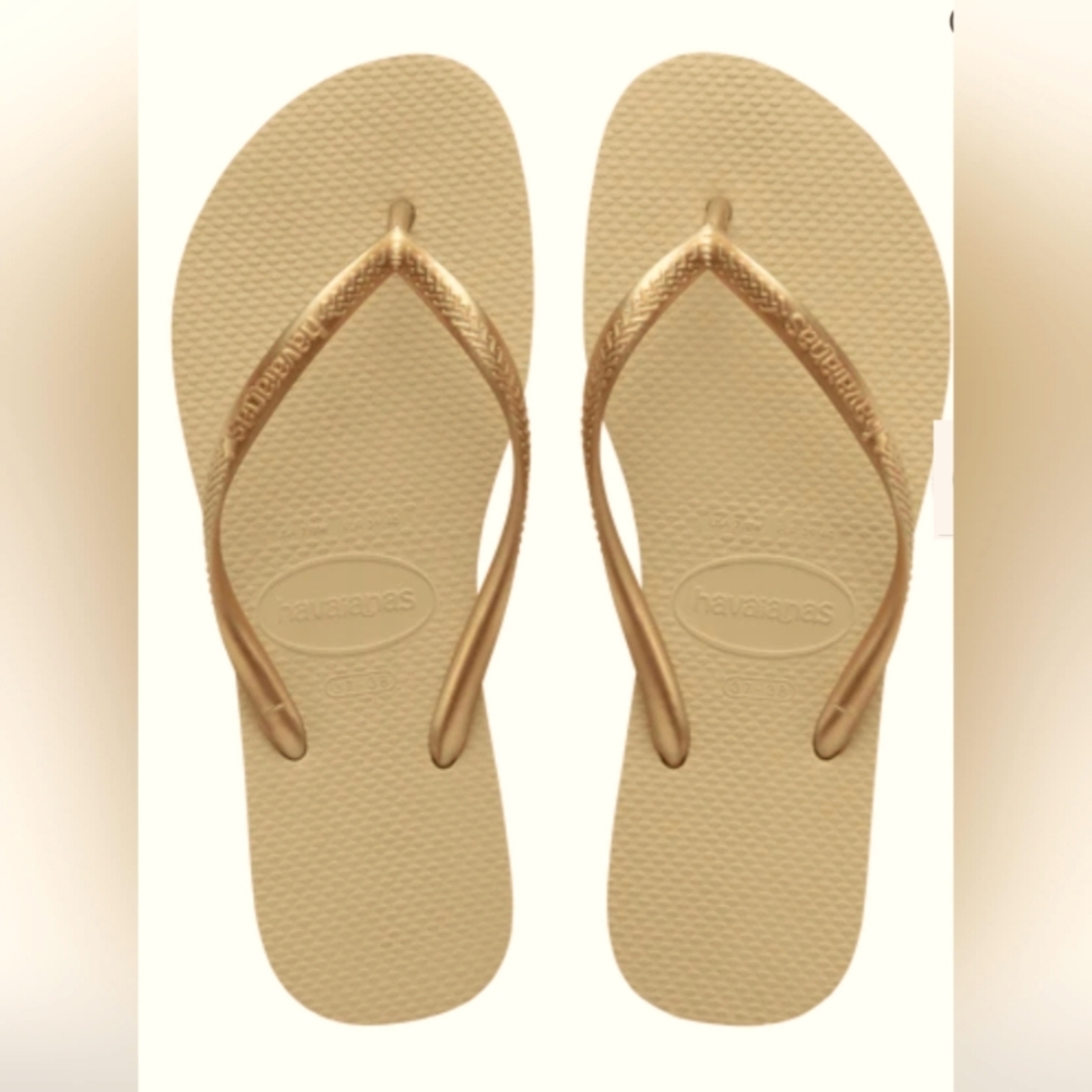 Havaianas Gold and Cream Flip Flops Sz 6